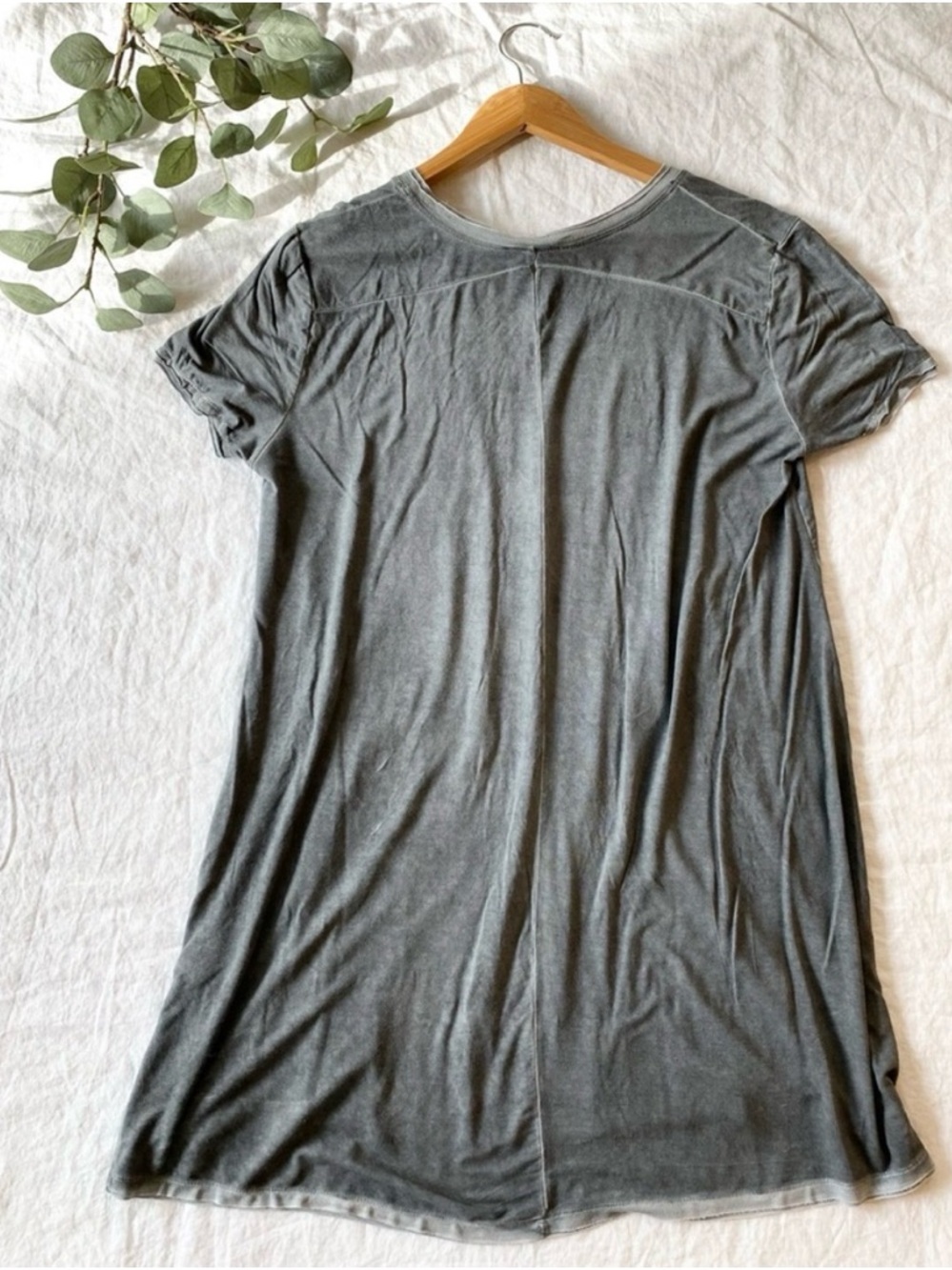 Umgee Grey Short Sleeve Fringe T-shirt Dress - Picture 3 of 9